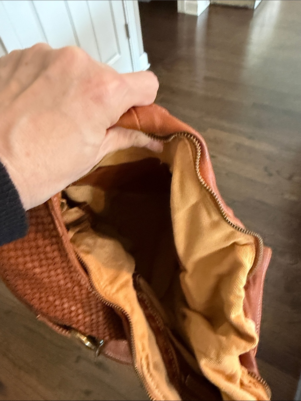Sundance Woven Leather Shoulder Bag in Warm Tan - Picture 5 of 7